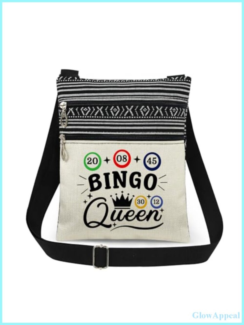 Polyester Crossbody Bag Adjustable Strap Zipper Closure Double Pocket